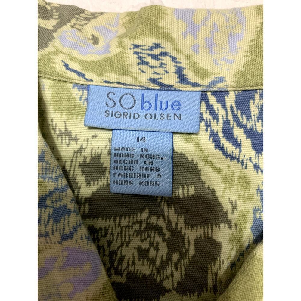 So Blue Sigrid Olsen Shacket Women's 14 Floral 100% Cotton Feminine Casual - Picture 7 of 8